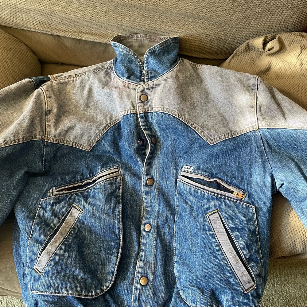 Vintage Guess Marciano Back To The Future Guess 2 Tone Denim Jean Jacket Medium